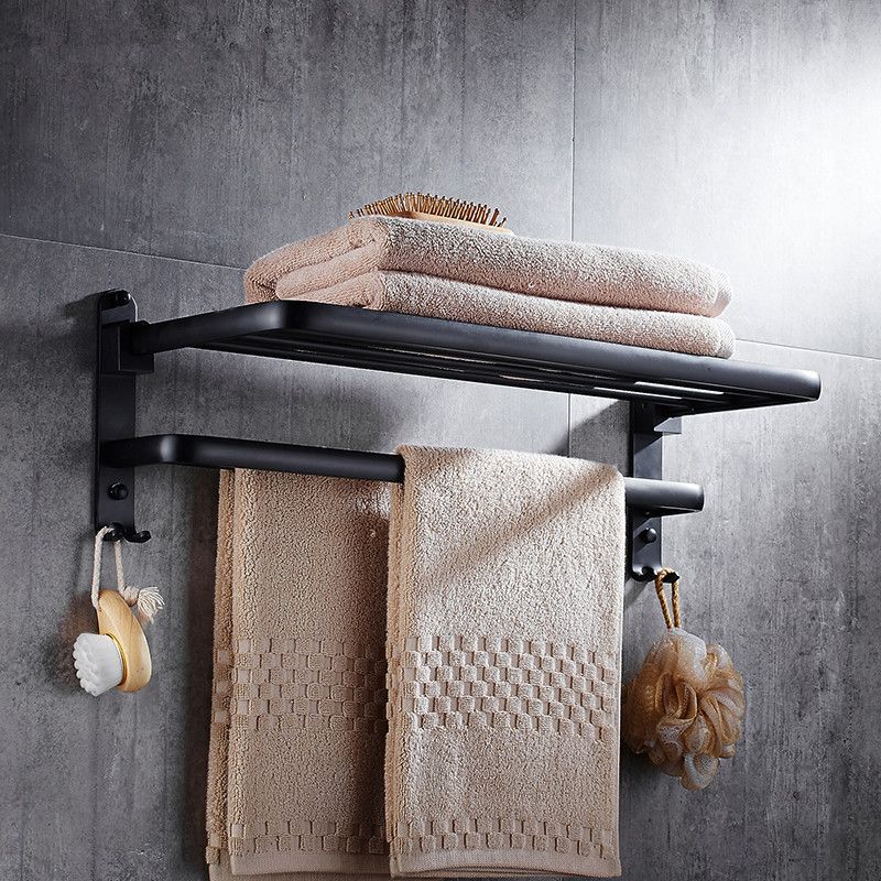 Avtoit | Contemporary 8-piece Bathroom Accessory Set Matte Black Bathroom Shelf/Paper Holder/Towel Hook