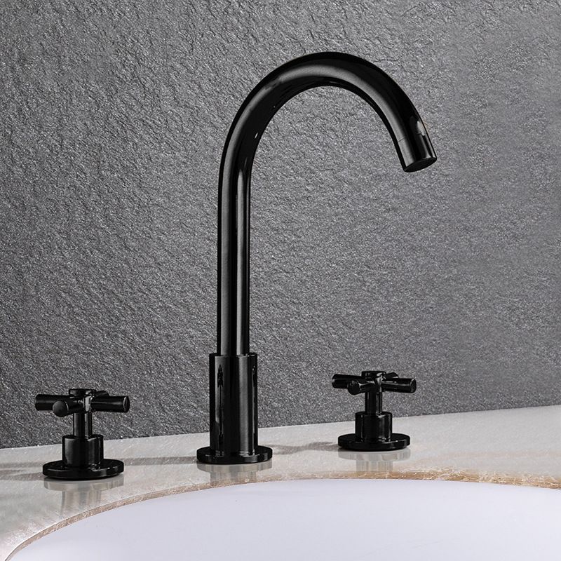 Avtoit | Goose Neck Bathroom Basin Faucet 2 Handles Hot and Cold Water Basin Faucet with Drain