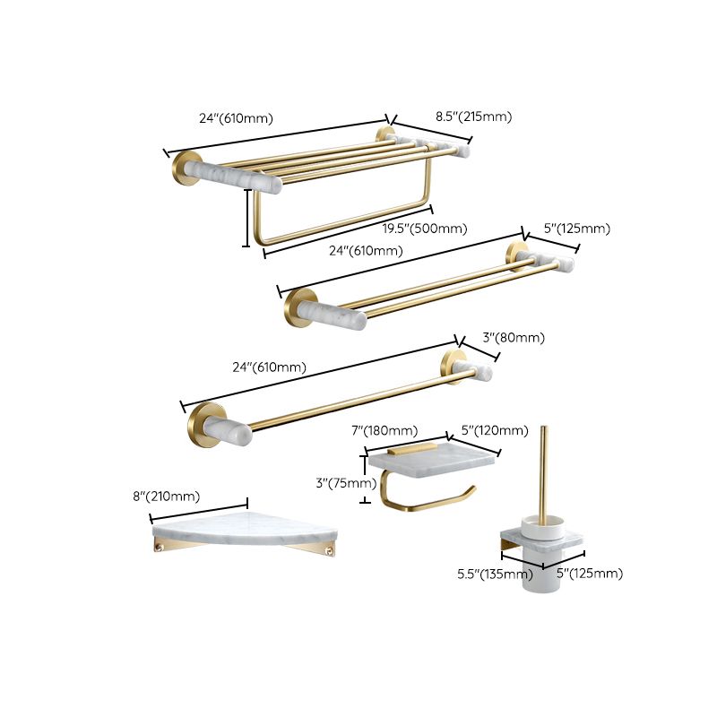 Avtoit | 7-piece bathroom accessory set marble and metal bathroom hardware