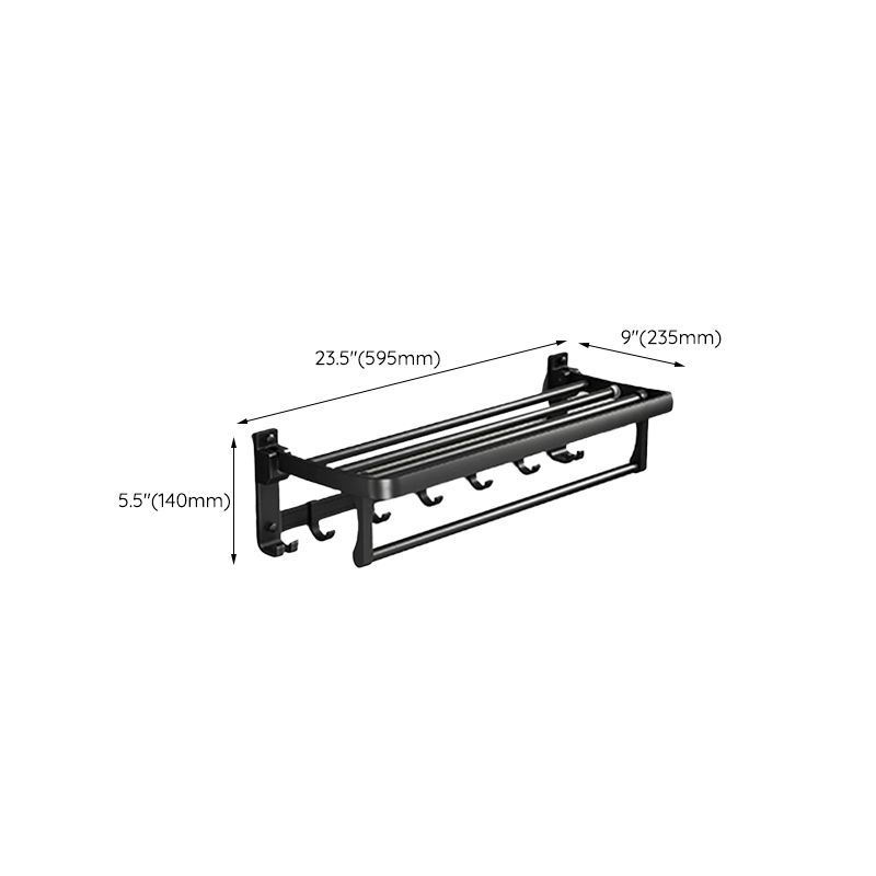 Avtoit | Contemporary bathroom accessory set with black finish and bath shelf/towel bar
