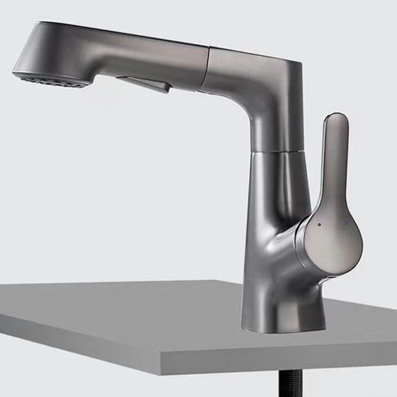 Avtoit | Modern Sink Faucet Lever Handle Copper Low Arc Pull-Out Sink Faucet