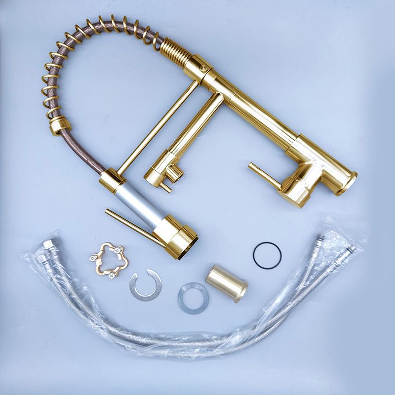 Avtoit | Glam Basin Faucet Brass Lever Handles Spring Neck Three-Function Bathroom Sink Tap