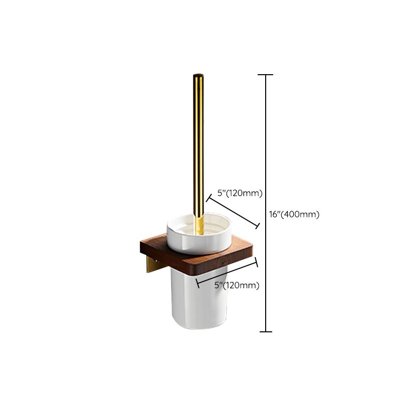 Avtoit | Polished Brass Bathroom Hardware Set Metal & Wood Bathroom Set with Bath Shelf/Towel Bar