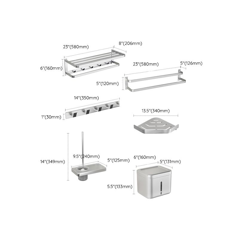 Avtoit | Modern Bathroom Accessories Set Silver Bathroom Shelf Towel Holder Bathroom Accessories Kit