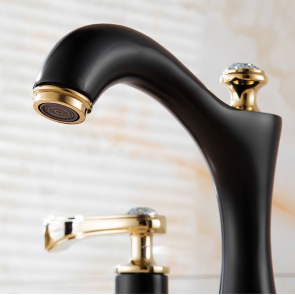Avtoit | Modern Vessel Faucet Brass 2 Handles Low Arc Vessel Faucet for Home