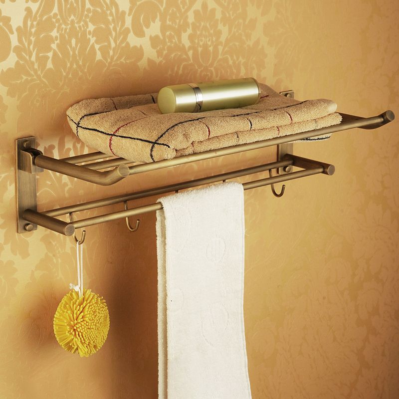 Avtoit | Worn Brass Traditional Bathroom Set with Bath Shelf/Paper Holder & Towel Bar