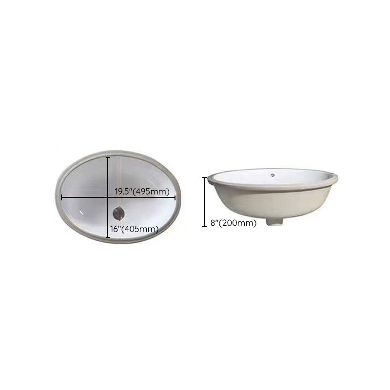 Avtoit | Modern Under-Mount Sink Oval Porcelain with Pop-Up Drain Sink