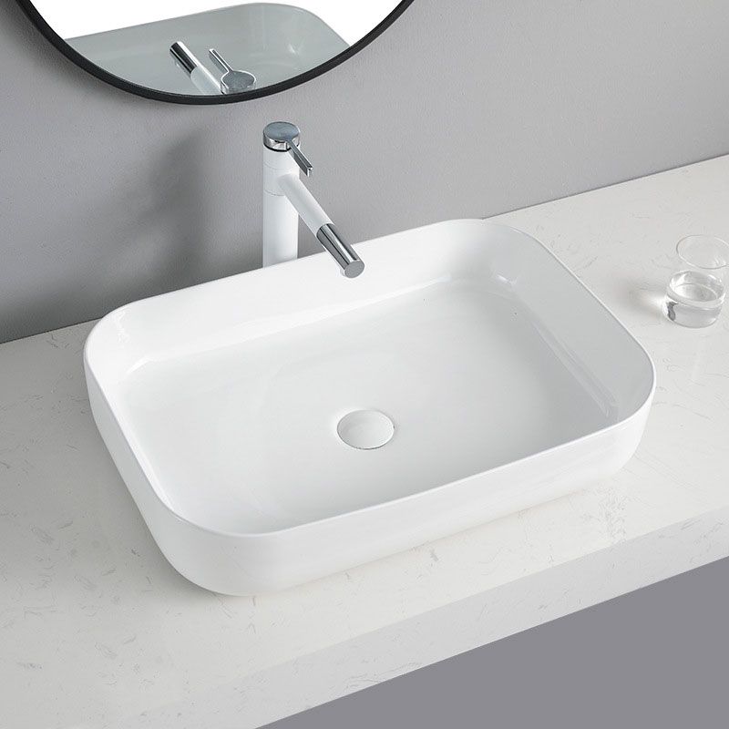 Avtoit | Contemporary Bathroom Sink Porcelain Rectangular Vessel Sink Sink Only