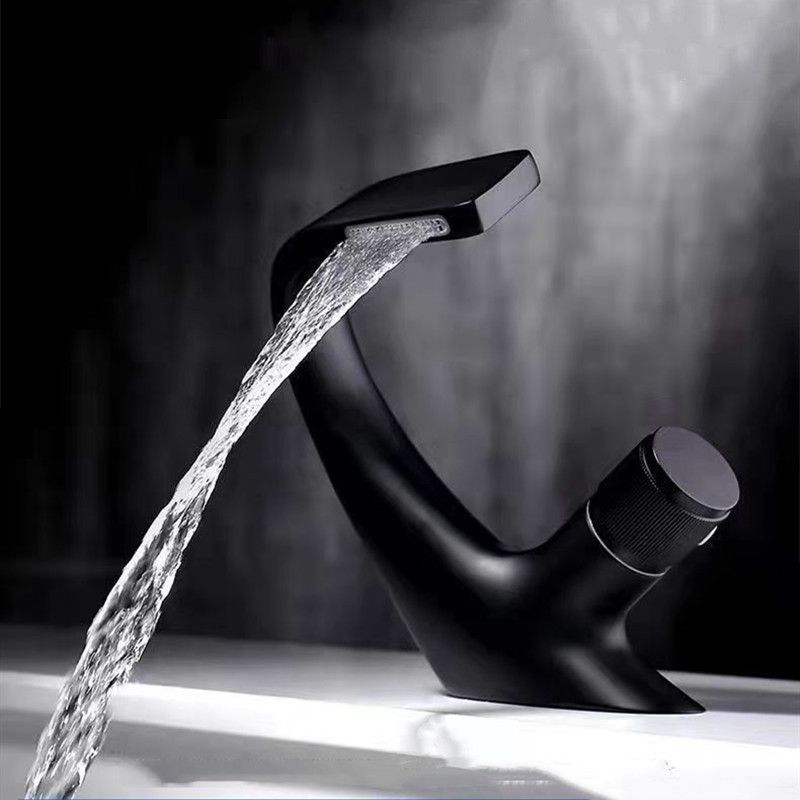 Avtoit | Button Handle Faucet Contemporary Style Faucet with Waterfall Spout