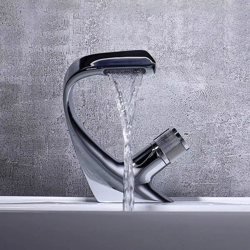Avtoit | Button Handle Faucet Contemporary Style Faucet with Waterfall Spout