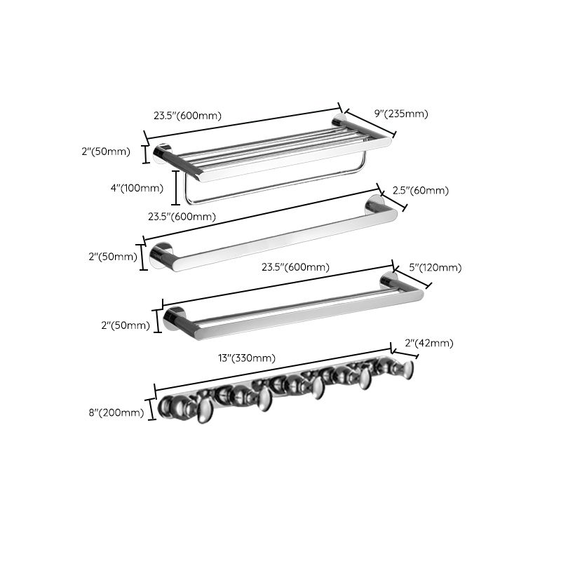 Avtoit | Modern Bathroom Accessory Hardware Set Silver Bathroom Hardware Set