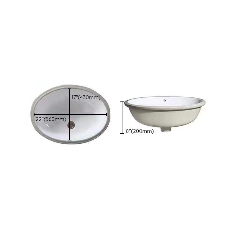 Avtoit | Modern Under-mount Sink Oval Porcelain with Pop-Up Drain Sink