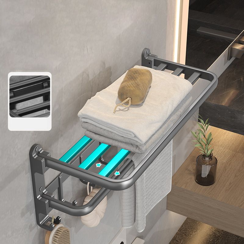 Avtoit | Modern gray bathroom hardware set with bath shelf/towel holder/robe hook/toilet paper holder