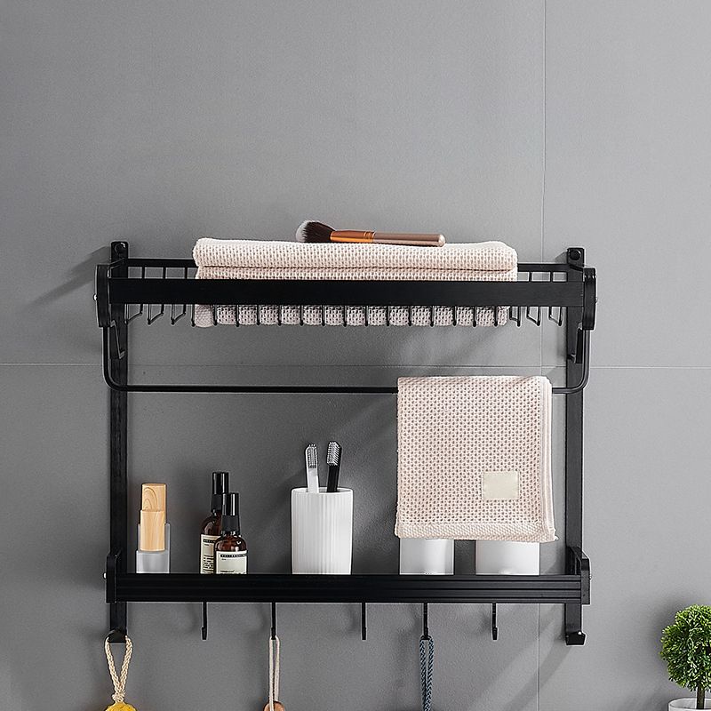 Avtoit | Black / Silver Bathroom Accessories Aluminum Hardware Set Bathroom Shelf