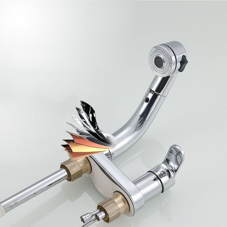 Avtoit | Modern Style Sink Faucet Copper Handle Low Arc Pull-Out Sink Faucet