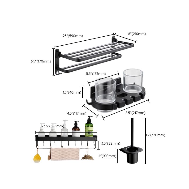 Avtoit | Modern Bathroom Accessories Set Black Towel Bar Paper Holder Bathroom Accessories Kit