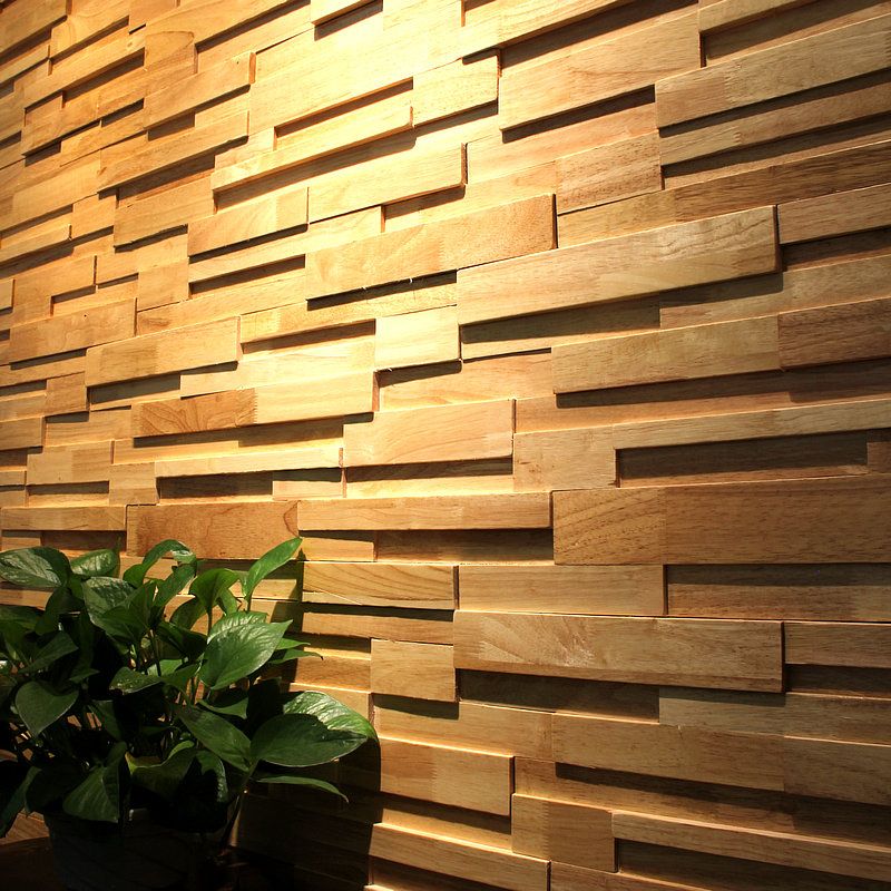 Avtoit | Mosaic Wood Wall Cladding Glue Living Room Modern Style Wood Plank