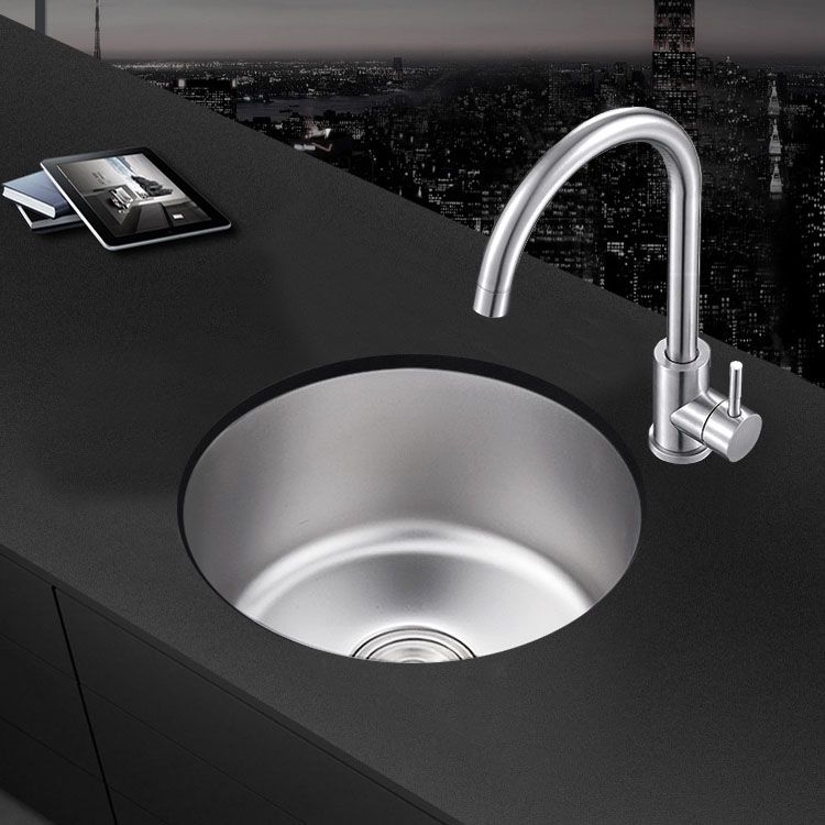 Avtoit | Round Stainless Steel Sink Built-in Sink with Basket Strainer