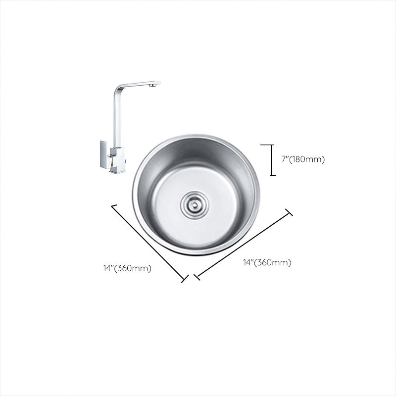 Avtoit | Round Single Bowl Kitchen Sink Stainless Steel Sink with Drain Strainer Set