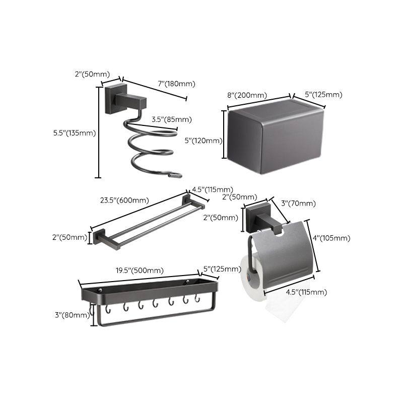 Avtoit | Contemporary bathroom accessories single piece or in a set made of gray metal