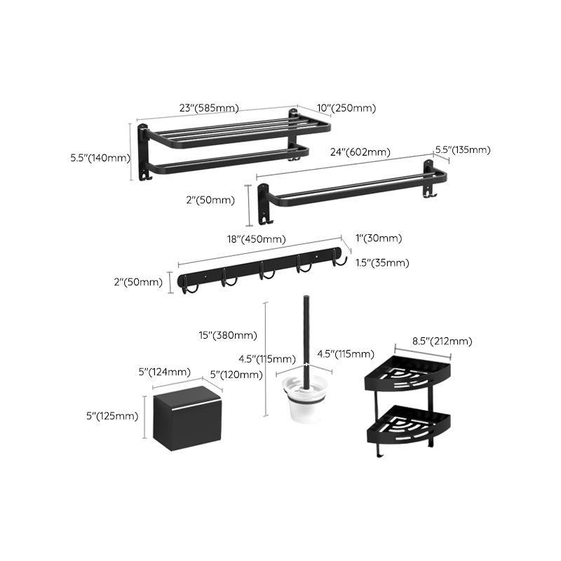 Avtoit | Black modern bathroom accessory set stainless steel bathroom fittings