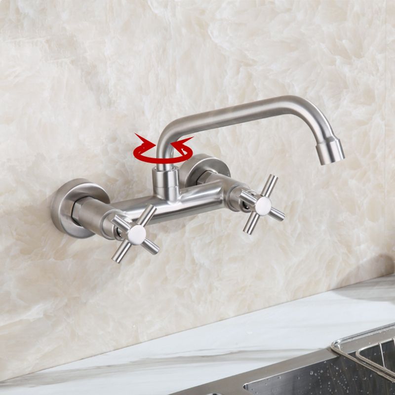 Avtoit | Round 2-Handle Bathroom Faucet Single Hole Wall Mounted Bathroom Faucet