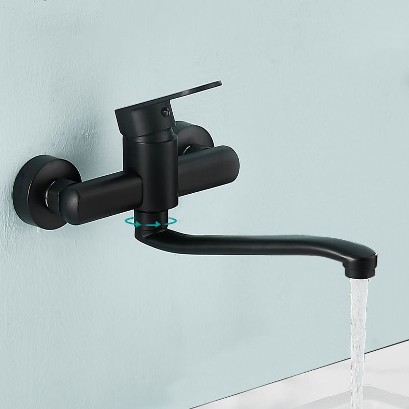 Avtoit | Low-Arc Bathtub Filler Black Lever Wall-Mounted Copper Bathtub Filler