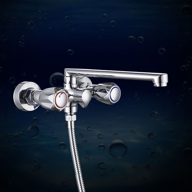 Avtoit | Contemporary Bathtub Faucet Trim Chrome Wall-Mounted Swivel Spout with Hand Shower