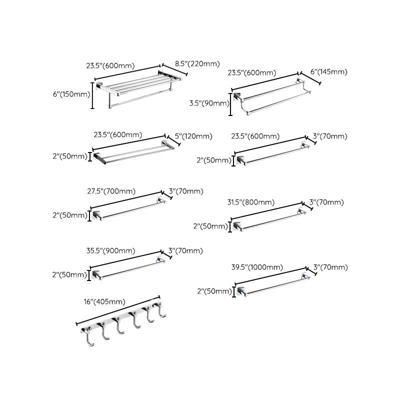 Avtoit | Polished Chrome Modernism Bathroom Accessory Set Bath Shelf / Towel Bar / Bathrobe Hook Included
