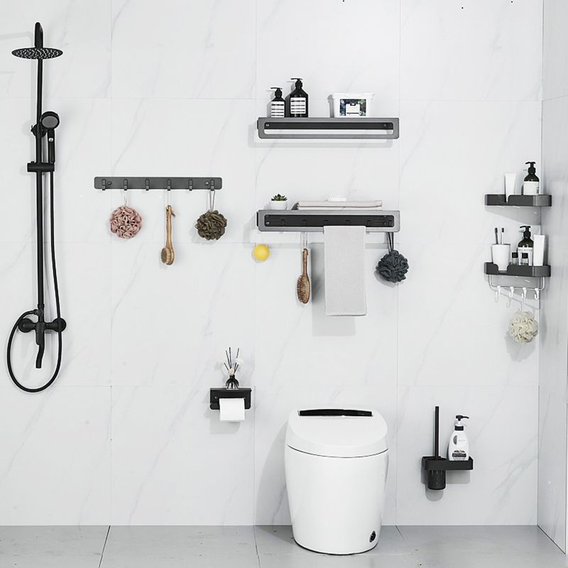 Avtoit | 7-piece Bathroom Hardware Set Matte Black/Grey with Bath Shelf/Towel Holder/Bath Towel Hook