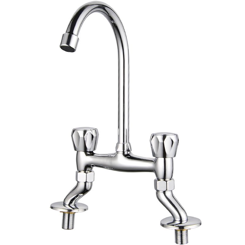 Avtoit | Contemporary Widespread Sink Faucet Knob Handle Goose Neck Arc Solid Brass Faucet