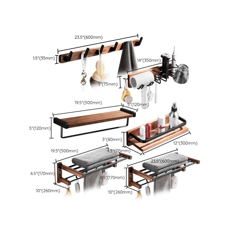 Avtoit | Metal Bathroom Accessories Set Walnut Brown Bathroom Accessories Set