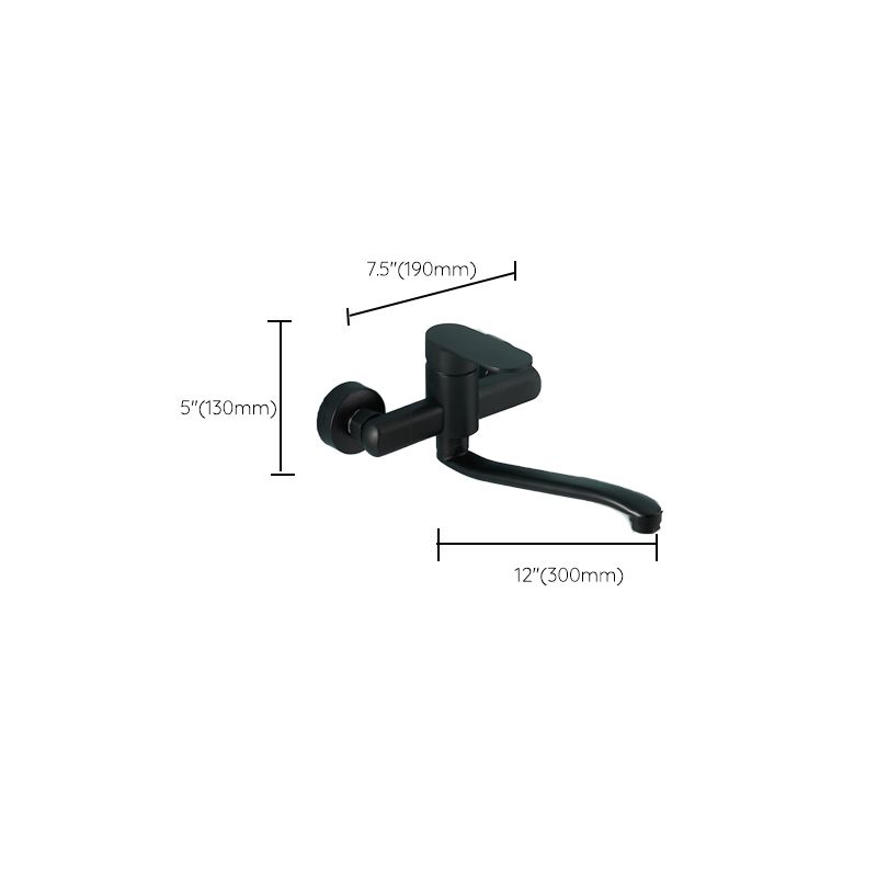 Avtoit | Low-Arc Bathtub Filler Black Lever Wall-Mounted Copper Bathtub Filler