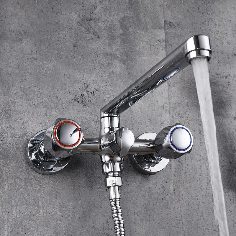 Avtoit | Contemporary Bathtub Faucet Trim Chrome Wall-Mounted Swivel Spout with Hand Shower