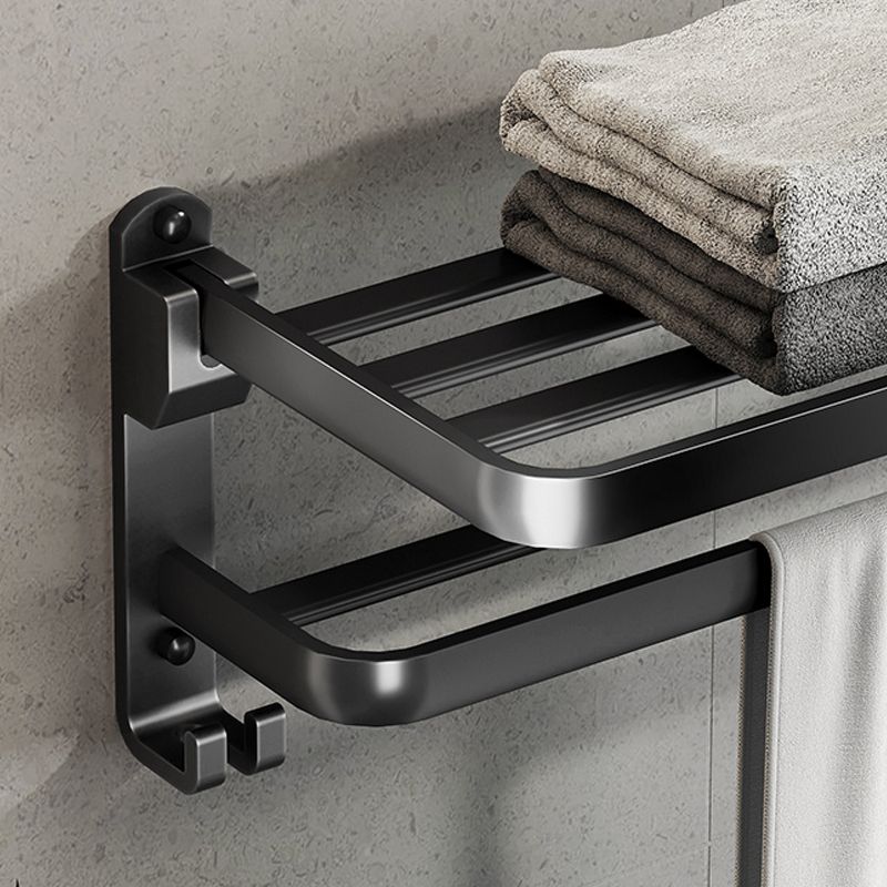 Avtoit | Contemporary bathroom accessory set with black finish and bath shelf/towel bar