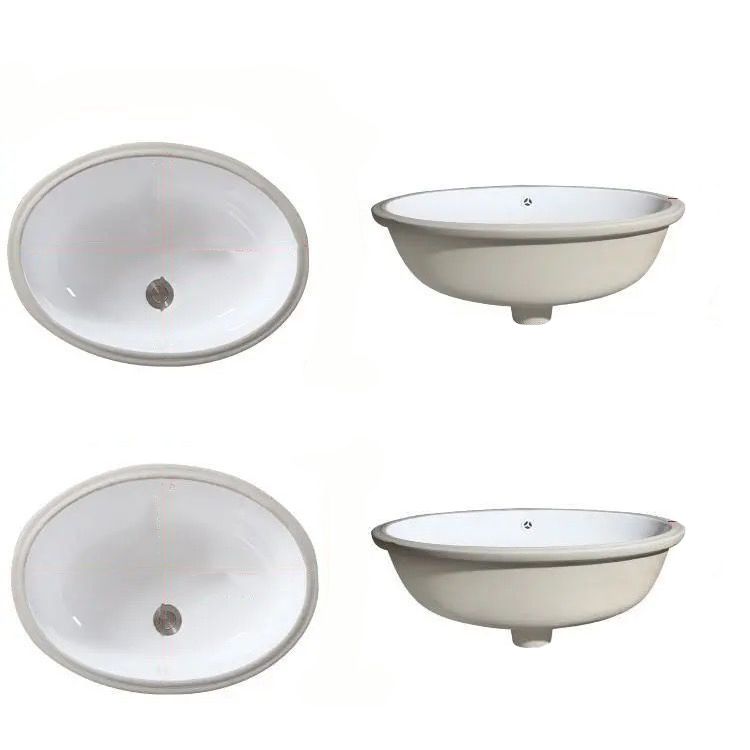 Avtoit | Modern Under-Mount Sink Oval Porcelain with Pop-Up Drain Sink