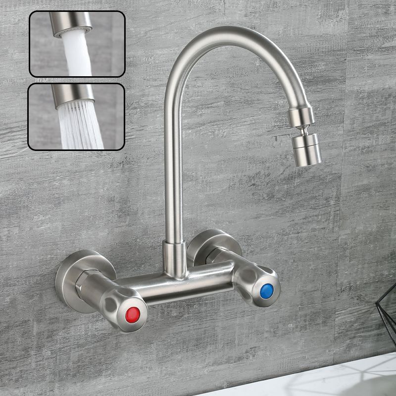Avtoit | Round 2-Handle Bathroom Faucet Single Hole Wall Mounted Bathroom Faucet