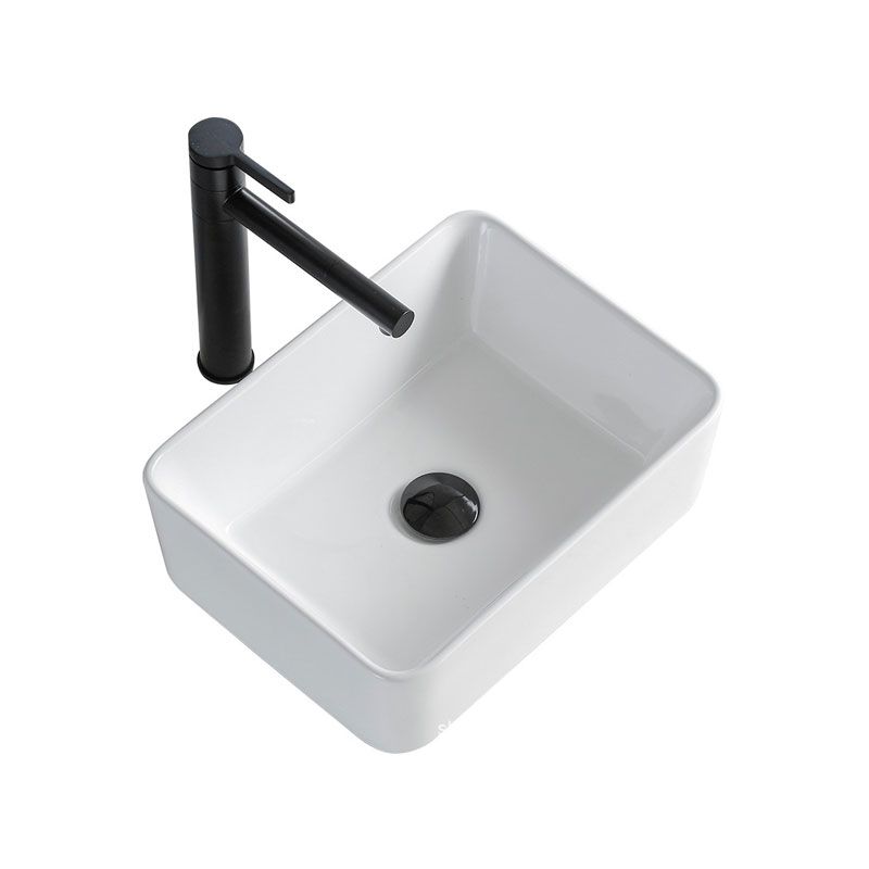 Avtoit | Contemporary Bathroom Sink Porcelain Rectangular Vessel Sink Sink Only
