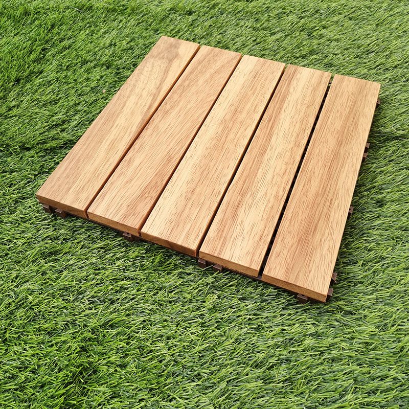 Avtoit | Teak-Finish 5-Slat Square Wooden Floor Tiles Connection Garden Tiles