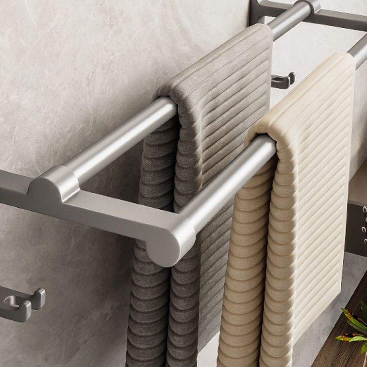 Avtoit | Gray Aluminum Bathroom Accessory Set Contemporary Bathroom Shelf