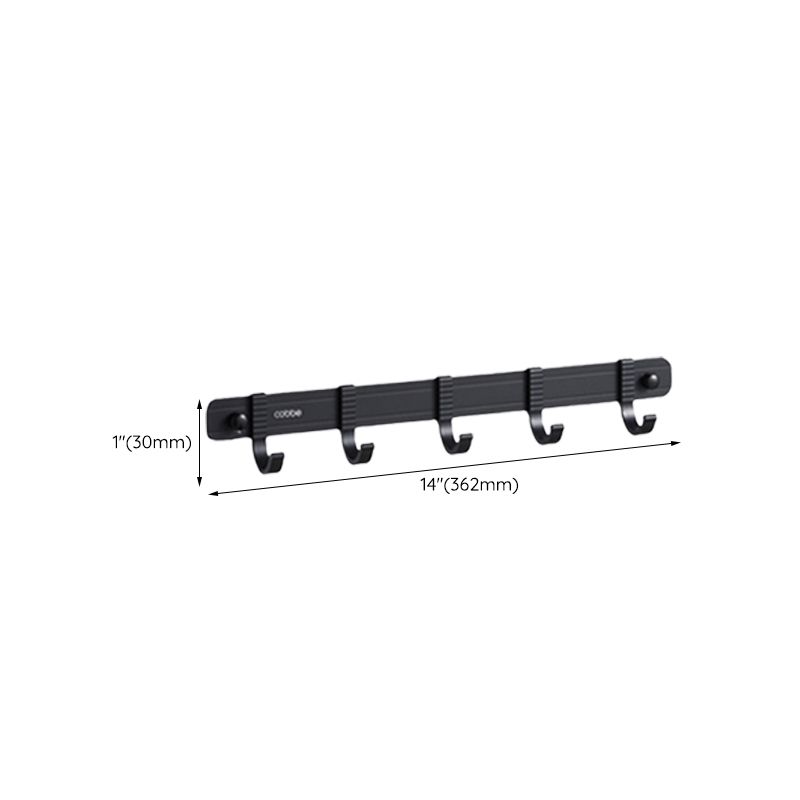 Avtoit | Contemporary bathroom accessory set with black finish and bath shelf/towel bar