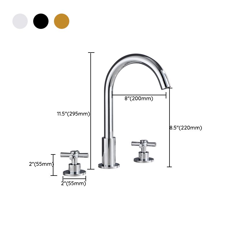 Avtoit | Goose Neck Bathroom Basin Faucet 2 Handles Hot and Cold Water Basin Faucet with Drain