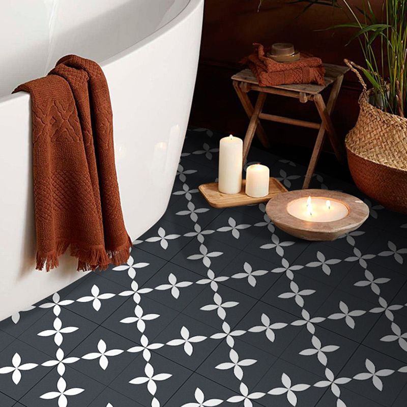 Avtoit | Square Indoor Vinyl Flooring Peel and Stick Floral Print Waterproof Vinyl Flooring
