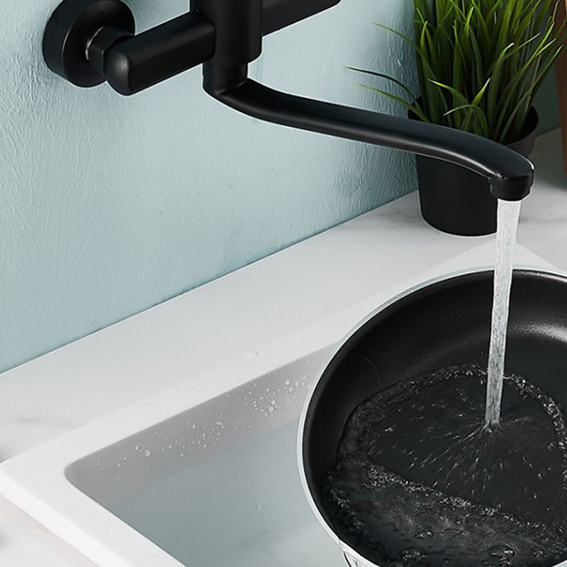 Avtoit | Low-Arc Bathtub Filler Black Lever Wall-Mounted Copper Bathtub Filler