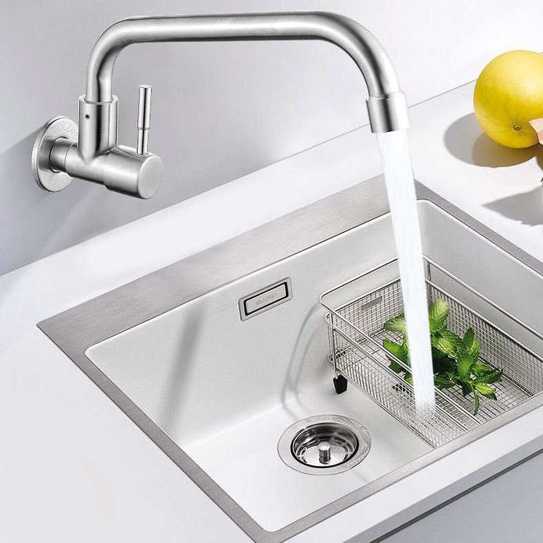 Avtoit | Modern Bridge Water Faucet 304 Stainless Steel Knob Handle Swivel Spout Wall Mounted Faucet