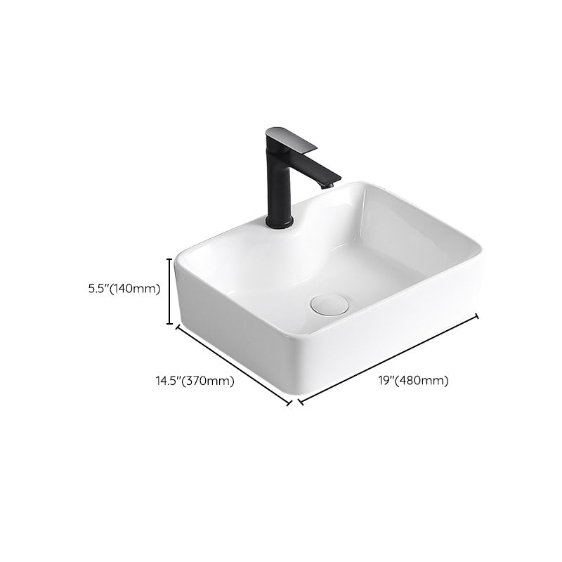 Avtoit | Modern Vessel Sink Porcelain Rectangular Vessel Sink (Not Including Faucet)