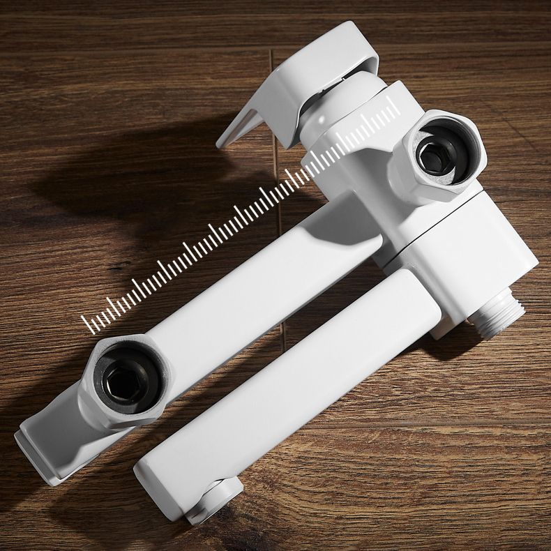 Avtoit | White Bath Water Faucet Trim Single Lever Handle Swivel Spout Wall Mounted Hand Shower Bathtub Filler