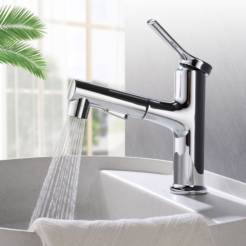 Avtoit | Round contemporary bathroom faucet with lever handle and single hole installation