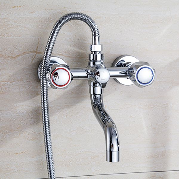 Avtoit | Chrome Bathroom Faucet Trim Wall-mounted Swing Faucet with Hand Shower