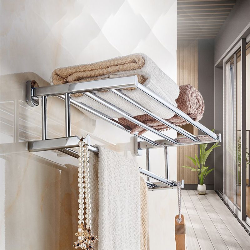 Avtoit | Polished Chrome Modern Bathroom Accessory Set Silver Towel Holder/Bath Shelf